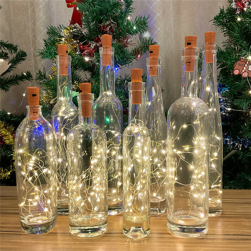 زجاجة سدادة الأسلاك النحاسية الجنية الخفيفة ، مقاوم للماء سلسلة أضواء لتقوم بها بنفسك ، حفل زفاف جارلاند ، ديكور مصباح ، الإضاءة ، 10 قطعة ، 2 متر ، 20LED