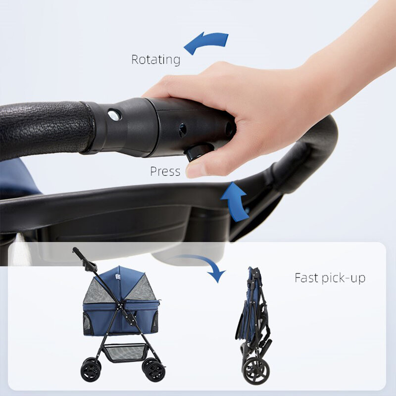 Portable Small Dog Stroller with Folding Type Frame Lightweight 3 in 1 Pet Cart for Cat and Dog To Carrying 12KG OSM-M02S