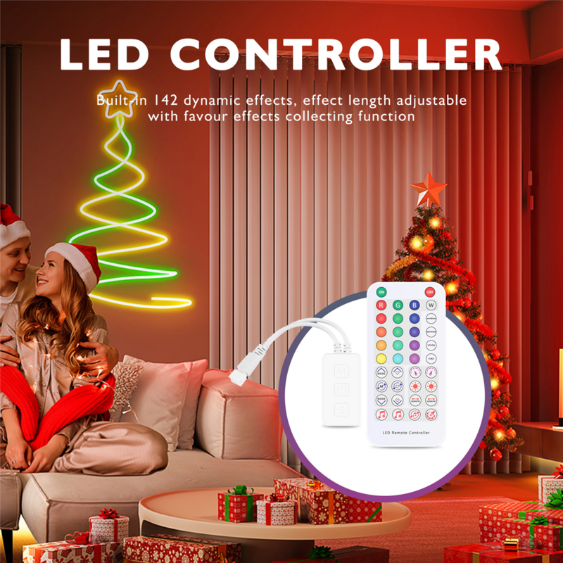 Controlador RGB endereçável com Bluetooth, Smart Music, Fita LED Strip, SP611E, WS2812B, SK6812, WS2811