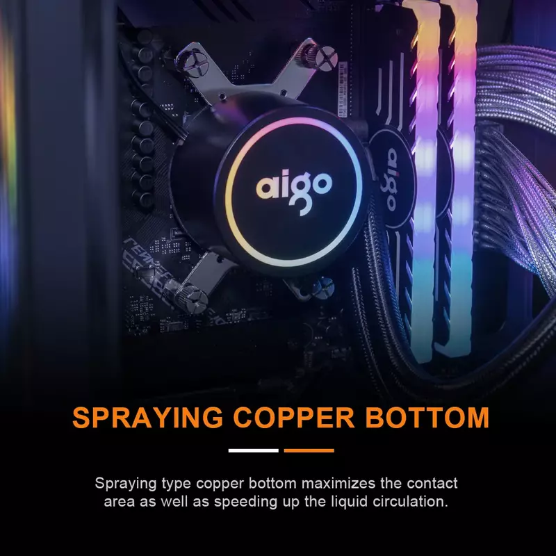Aigo Water Cooler CPU Cooling Computer RGB Water Cooling Heatsink Integrated CPU Cooler Fan Radiator LGA 1700/1151/2011/AM3+/AM4