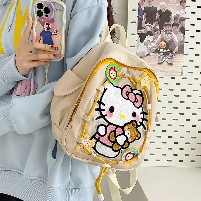 Sanrio New Hello Kitty Student Schoolbag Children Cute Cartoon Lekki i duży plecak o dużej pojemności