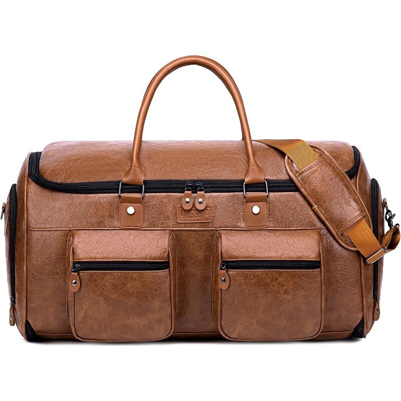 Duffle Bag conversível para homens e mulheres, bolsa de viagem de couro, Weekend Bag, bolsa, alça de ombro destacável