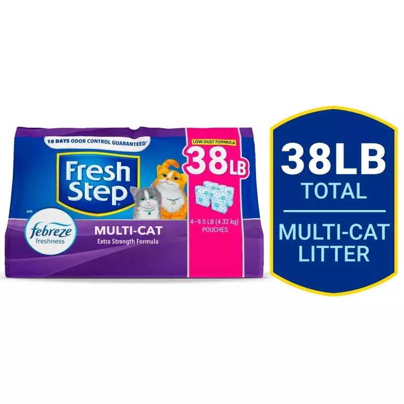 Fresh Step Multi-Cat Scented Clumping Cat Litter with the Power of Febreze, 38 lbs