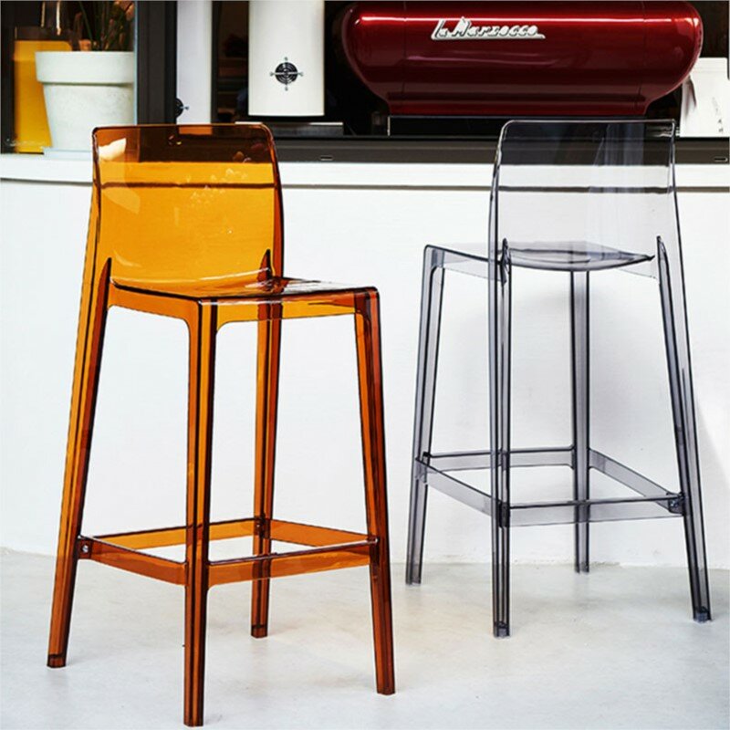 Wuli akrylowy przezroczysty krzesło barowe wysoki stołek gospodarstwa domowego nowoczesny i prosty wysoki stołek styl skandynawski plastikowy kryształ stołek barowy 2024
