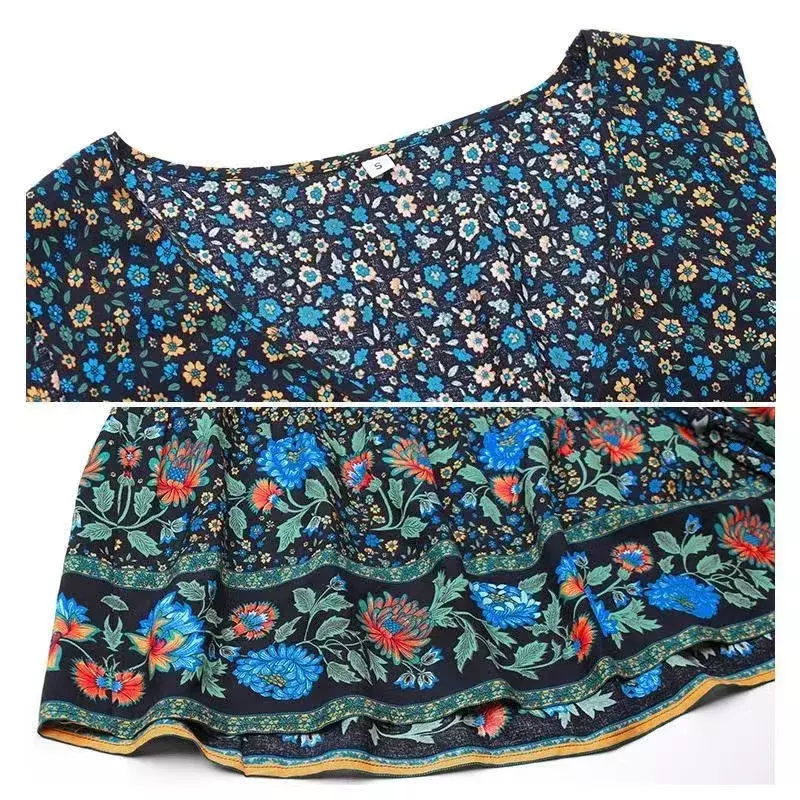 Frauen Taille Kleid Böhmen V-ausschnitt Gedruckt Rock Ärmellose Sommer Floral Drucken Schaukel Kleid Casual Kühlen Blumen Schöne Kleid