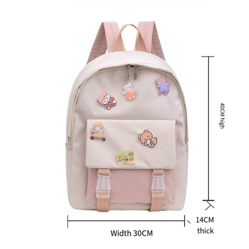 Tas punggung Multi Warna untuk wanita, tas punggung kartun Korea musim panas kanvas kecil ransel berpergian