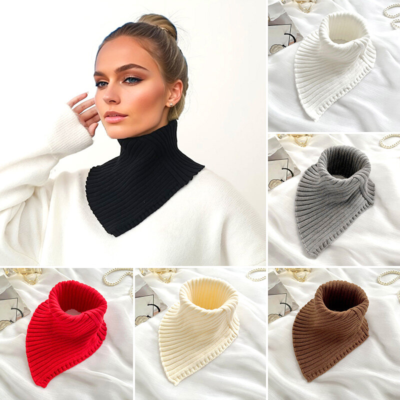 Elastic Neck Cover Warm Turtleneck Neck Warmer Autumn Winter Knitted Fake Scarf for Women Detachable Collars Windproof Scarf
