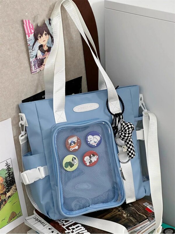 Giapponese Kawaii Itabag distintivi fai da te Display Plate borsa a tracolla per studenti universitari borse e borsette in Nylon Tote Crossbody Bags JK