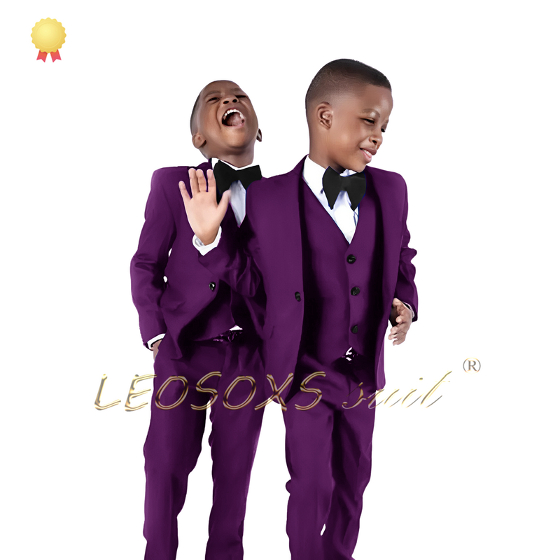Boys' 3-piece fashion suit (jacket, vest, trousers suit), luxury slim suit, custom-made children's wedding tuxedo with ring