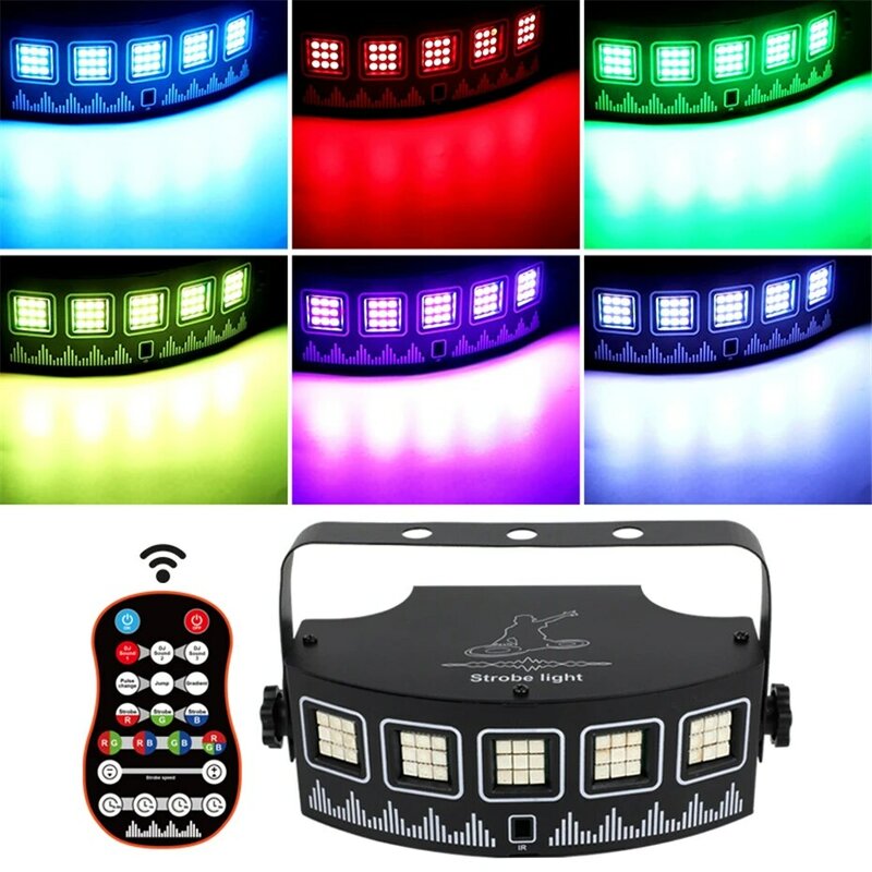 Luz estroboscópica LED RGB para discoteca, efecto de iluminación de escenario, fiesta, vacaciones, Navidad, Club de música, Bar, gradiente de Flash activado por sonido