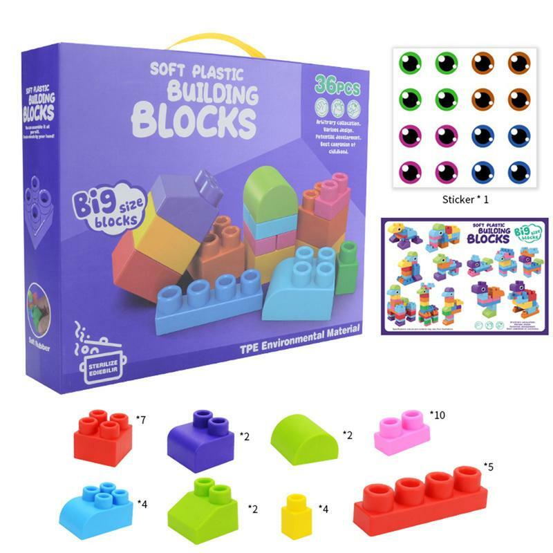 Наборы мягких строительных блоков, мягкие штабелируемые блоки для раннего обучения, большие строительные блоки, игрушки для детей в возрасте от 1 до 3 лет на день рождения