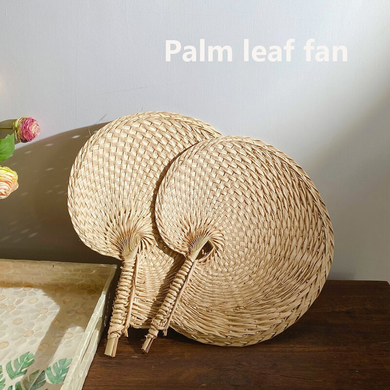 Hand Made Rattan Fan para Decoração Do Casamento, Folha De Palmeira Natural, Fãs Tecidos, Wall Art Decor, Enfeites De Quinta, 1 Pc, 10Pcs