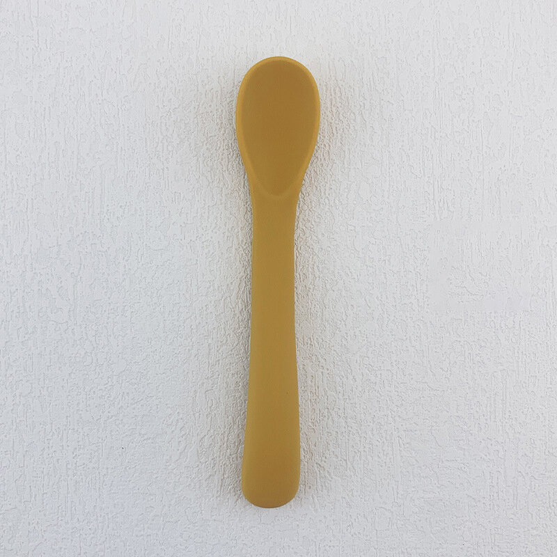 Baby Soft Silicone Spoon Food-grade Silicone Children's Supplementary Feeding Training Spoon Long-handle Silicone Feeding Spoon