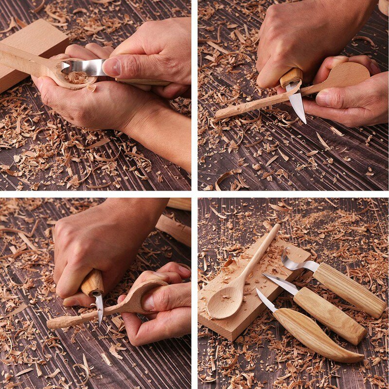 Juego de cuchara para tallar madera de haya y nogal, Kit de tallado de madera sin terminar para principiantes, 2 piezas