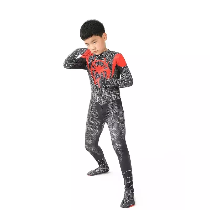 Miles Morales Cosplay Costume para Crianças, Longe de Casa, Zentai, Super-herói Bodysuit, Spandex Suit, Custom Made, Novo