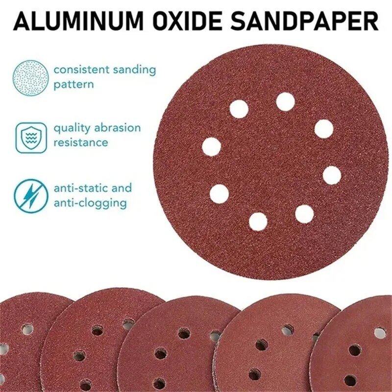 125mm 8 Hole Sanding Discs Hook and Loop Adhesive Sandpaper 40Grit-2000Grit Sanding Paper Sanding Disc Abrasive Polishing Tools