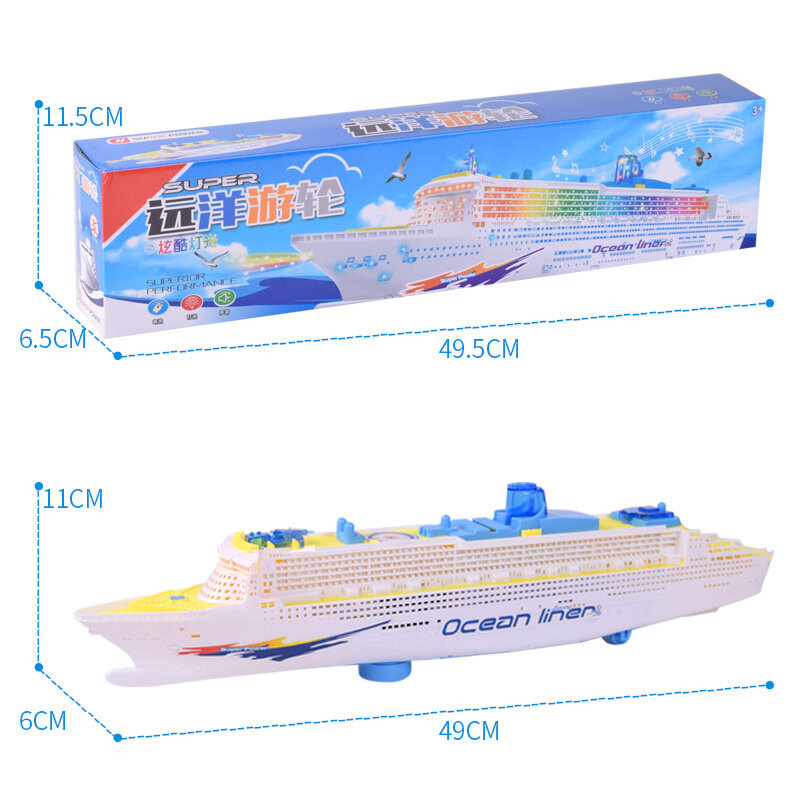 49CM Ship Plane Toy Model Electric Universal Ocean Liner Ship with Sound Music Cruises Boat Toy For Children Automatic Steering