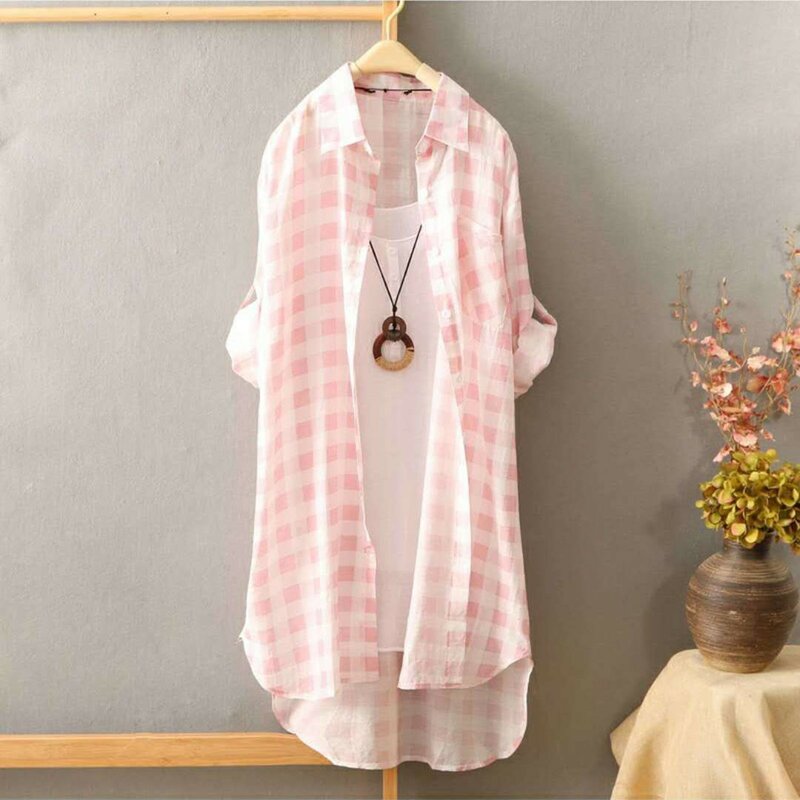 Blusa larga informal de algodón para mujer, Camisa lisa de manga larga, holgada, de alta calidad, color blanco, para verano, 2024