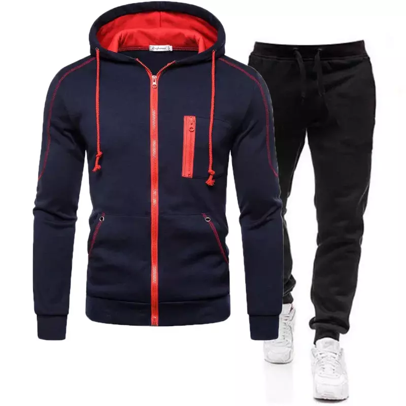 2024 New Spring and Autumn Men's Sweater Suit Men's Trousers Youth Leisure Running Sports Suit Men's Two-piece Suit