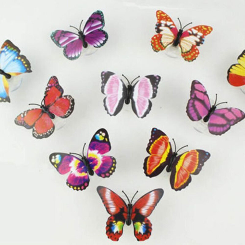 2023 나비 벽 스티커, 다채로운 조명, 붙이기 쉬운 작은 놀이 장식, 3D 나비 벽 스티커, 램프 장난감
