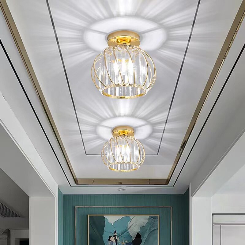 Lampu plafon kristal Modern, lampu dekorasi rumah, lampu Fitting tempat lilin LED untuk dapur lorong, Ruang makan, Ruang Tamu