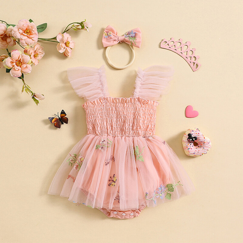 Vestiti estivi della neonata vestito pagliaccetto del merletto maglia Tulle Tutu gonna neonate abiti floreali abiti da festa di compleanno