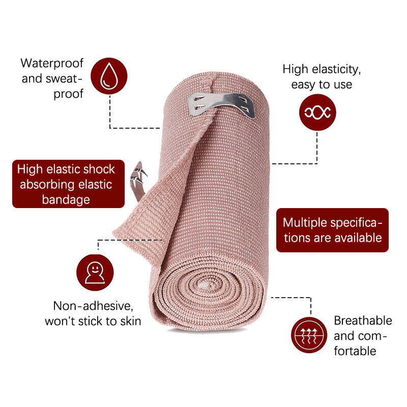 1 Rolle elastische Bandage Wrap mit Clips Wund verband Outdoor Sport Verstauchung behandlung Bandage Tape für Erste-Hilfe-Kits