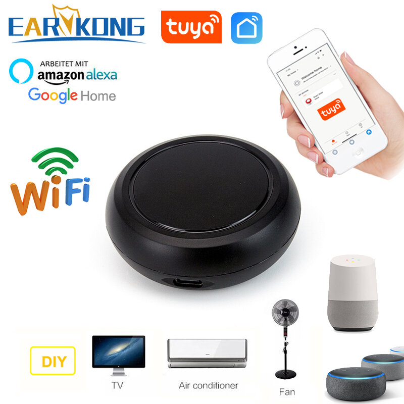EARYKONG Tuya Remote Control WiFi IR untuk AC Kipas TV Smart Home Remote Universal Inframerah, Mendukung Alexa Google Home