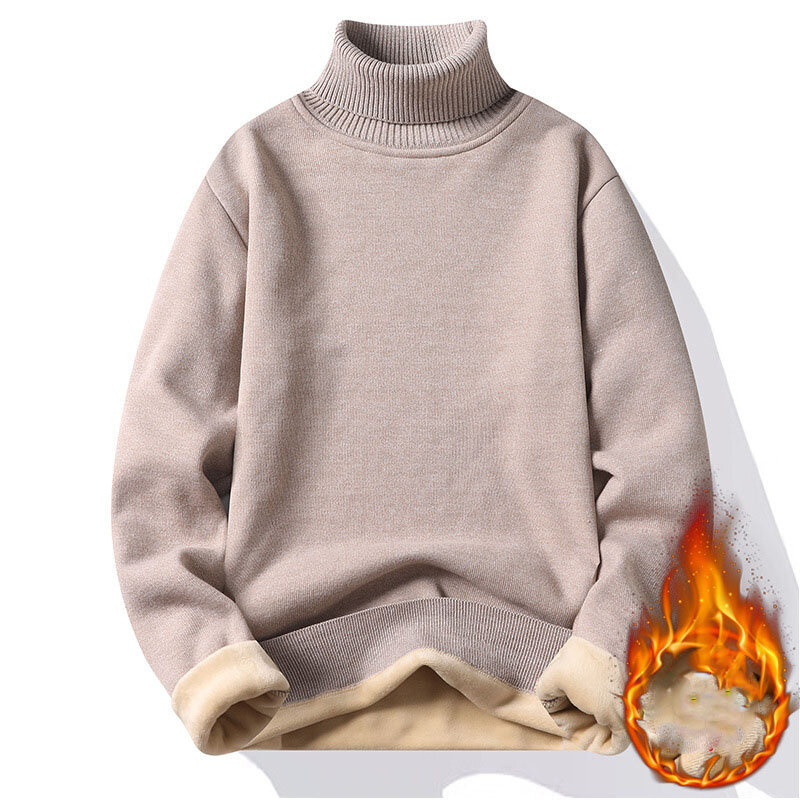 Suéter de cuello alto para hombre, Jersey informal de Color sólido, cálido, de alta calidad, cuello alto, grueso, MY919