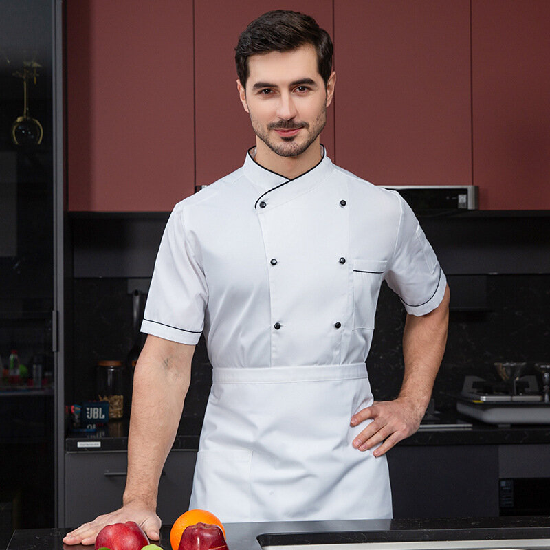 Dining Overalls Men's Uniform Long Summer Thickening Kitchen Chef Hotel Short Sleeve