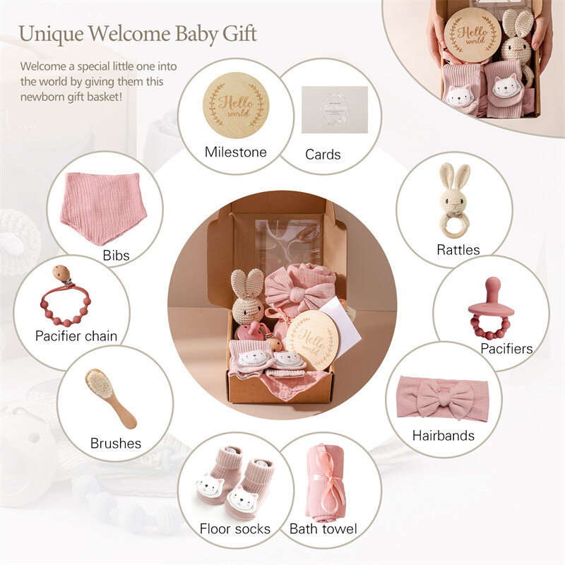 Handuk bayi aksesori fotografi baru lahir alat peraga kenang-kenangan tonggak kartu kelahiran bayi mainan kerincingan mandi bulanan Set hadiah