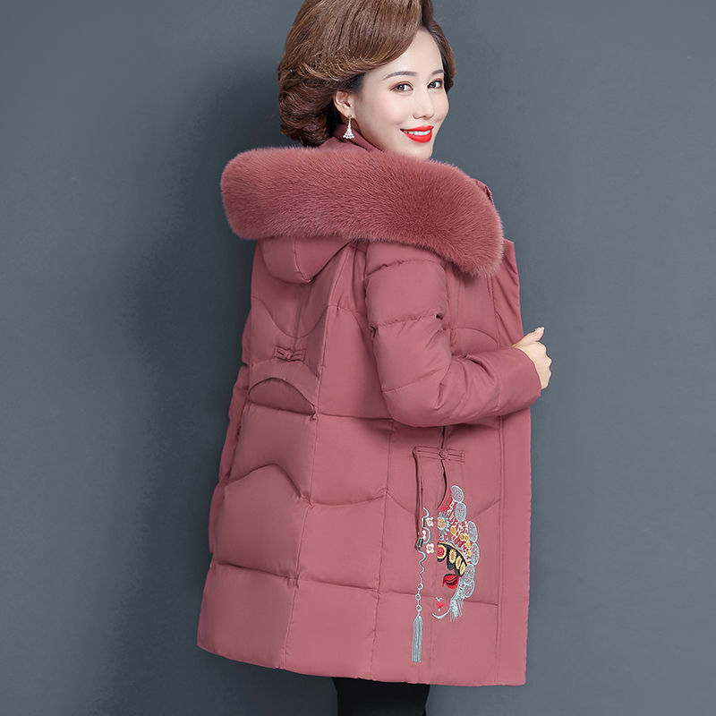 Embroide Down Cotton Jacket Women Parkas New Winter Hooden Cotton Padded Coat Korean Loose Warm thicken Coat Manteau Femme