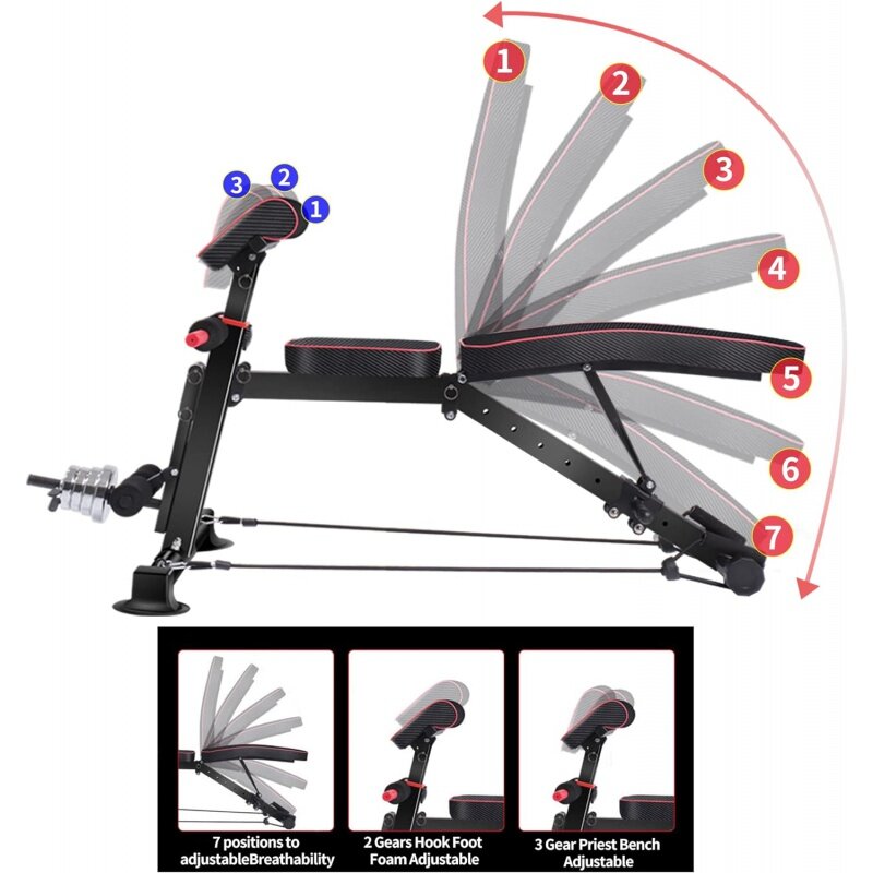 Adjustable Bench Utility Workout ench for Home Gym,Foldable Incline Decline Benhes fr Full Body Worut,Maximum Weight