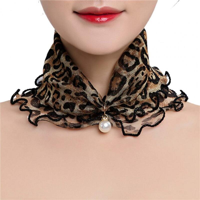 Scarf Painting Print Imitation Pearl Durable Women Scarves Ruffle Edge Lady Headscarf For Banquet Женский Шарф