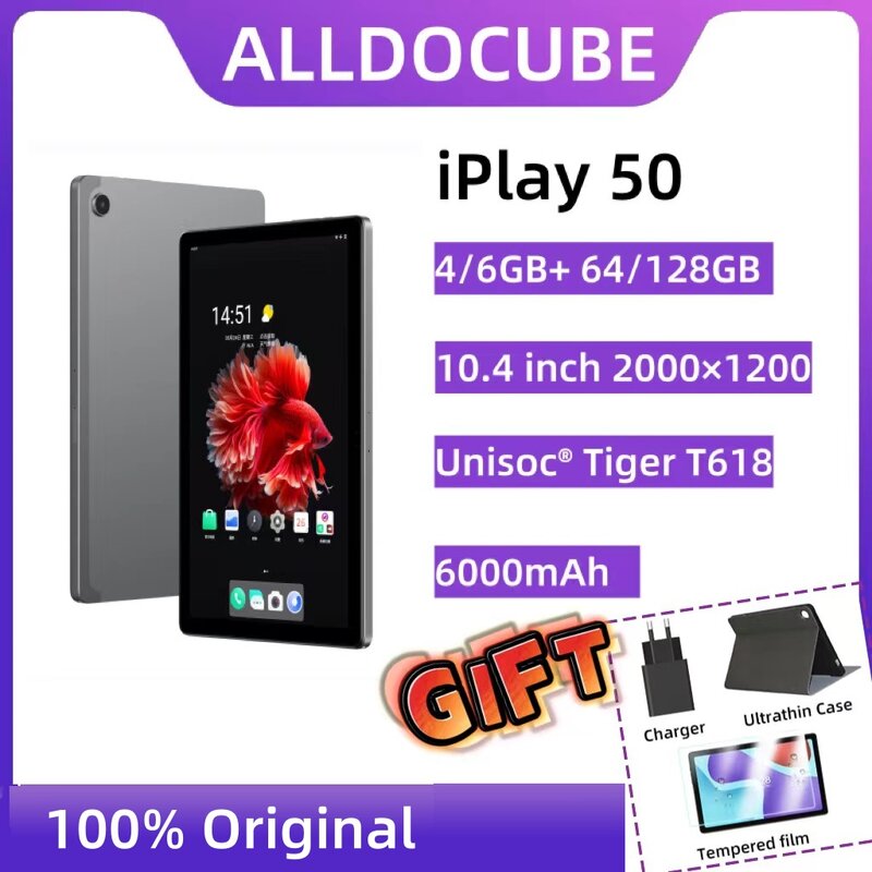 Alldocube-iPlay 50 جهاز لوحي مع حافظة مجانية ، زجاج مقسى ، شاشة 2K ، أندرويد 13 ، 6 جيجابايت رام ، ذاكرة روم جيجابايت ، ثماني النواة ، وحدة المعالجة المركزية ، مكبر صوت ثنائي الصندوق ،