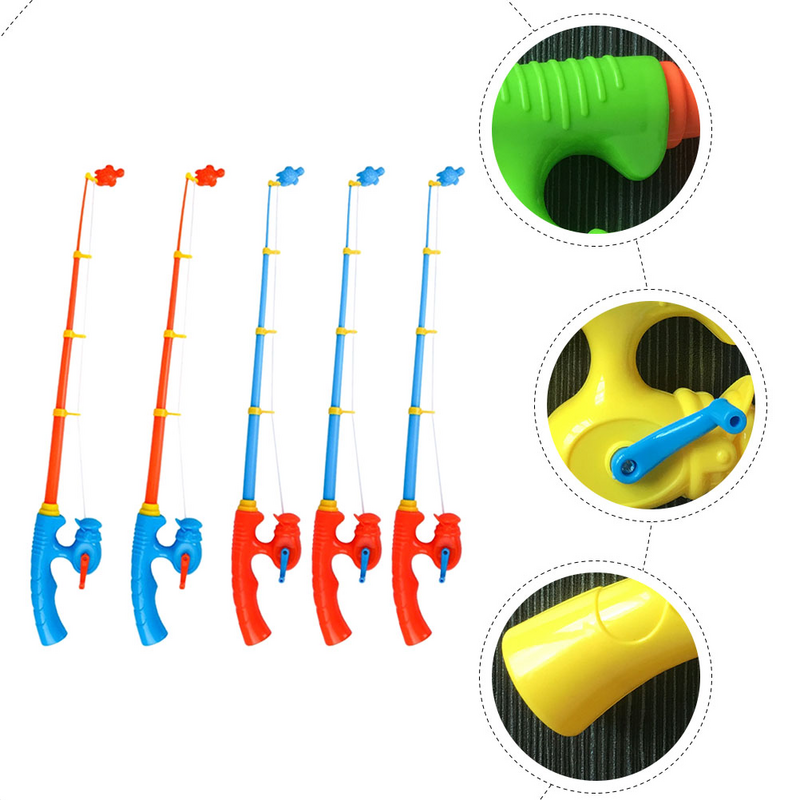 Tongkat pancing Aksesori anak-anak, 5 buah tongkat mainan balita tiang magnetik tiang bermain barang komersial