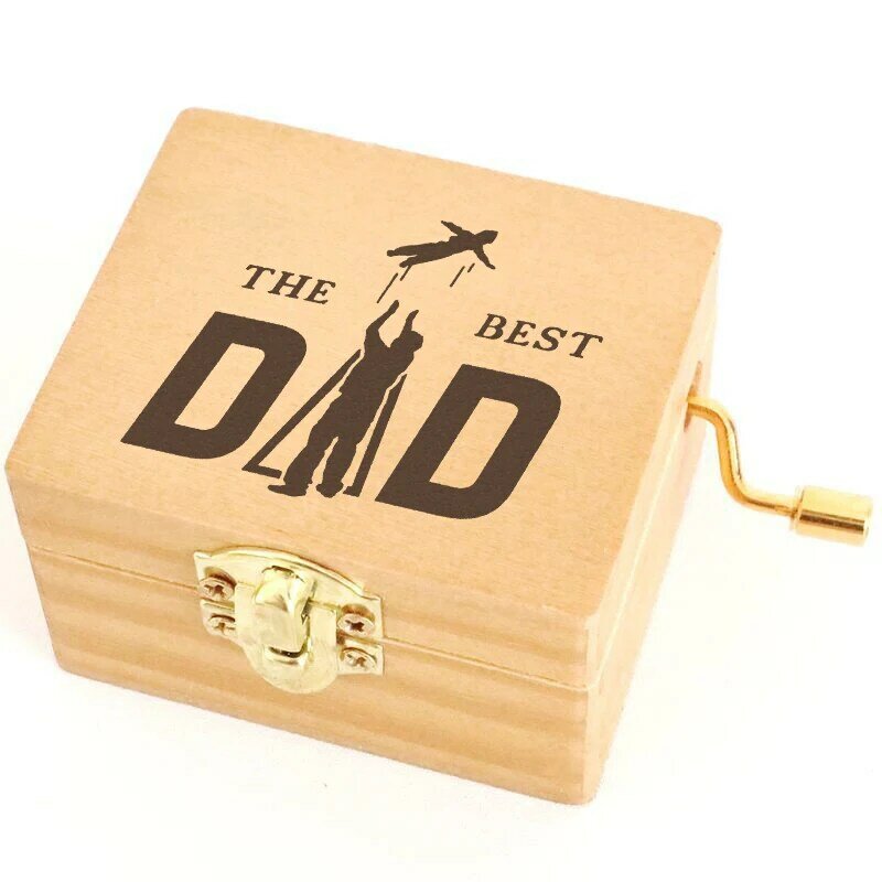 Personalized Father's Day The Best Dad Music Box Music Available Custom Engraved Loving Notes Music Box Wood