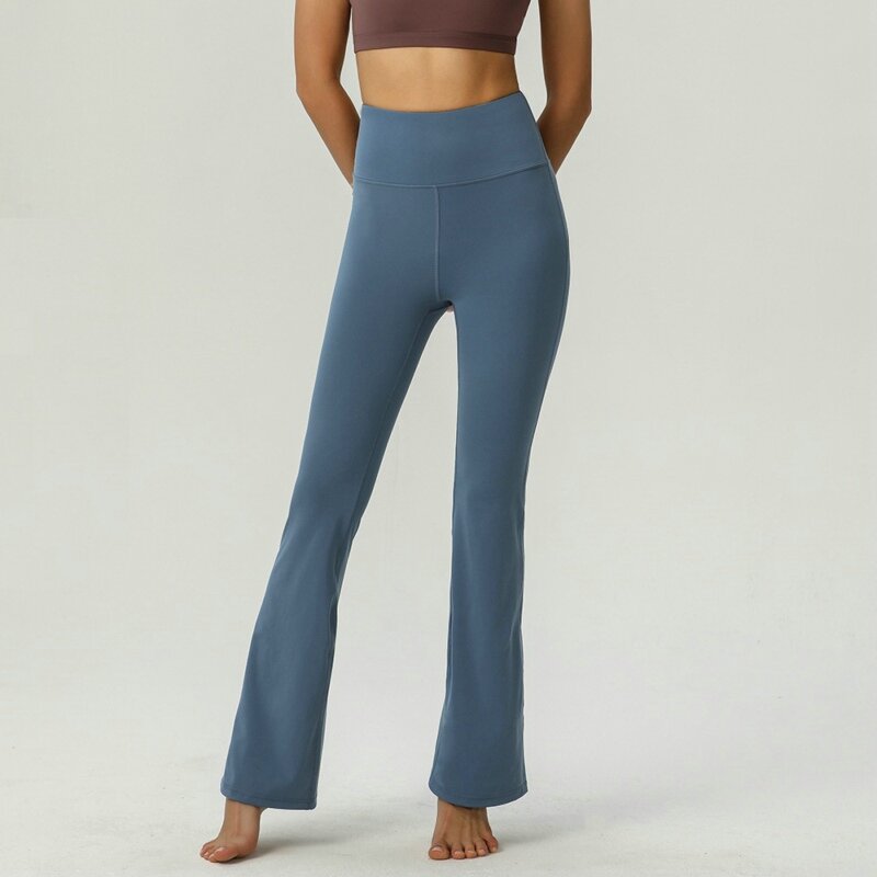 Celana Yoga wanita, celana Yoga wanita pinggang tinggi elastis ramping melebar cepat kering bernapas olahraga lari kebugaran pakaian wanita