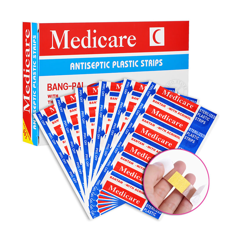 100Pcs ทางการแพทย์กันน้ำ Anti-แบคทีเรีย Band-Aids แผล Hemostasis กาวผ้าพันแผลบ้านฉุกเฉิน Kotak P3k อุปกรณ์