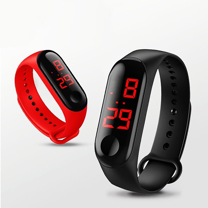 Orologio sportivo per bambini bracciale da esterno Unisex in Silicone impermeabile a luce rossa Led digitale Smart Touch Screen orologio elettronico per bambini