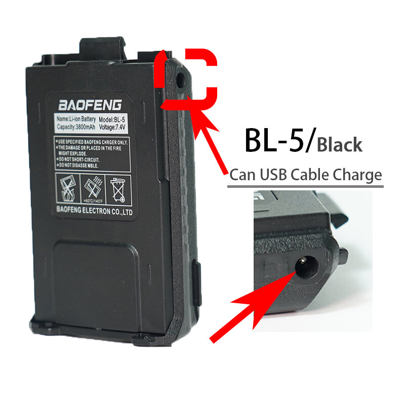 Baofeng UV-5R walkie talkie batterie BL-5 1800/2600 mah batterie unterstützung usb ladung für uv5r uv5ra uv5rt uv5re f8hp f8