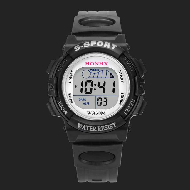 Jam tangan Alarm Led anak laki-laki, arloji olahraga kasual tahan air dengan tombol bercahaya untuk hadiah