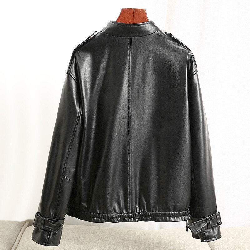 Ayunsue-本革のジャケット2023,女性用,短い革のジャケット,シープスキンのジャケット,韓国のファッションの服