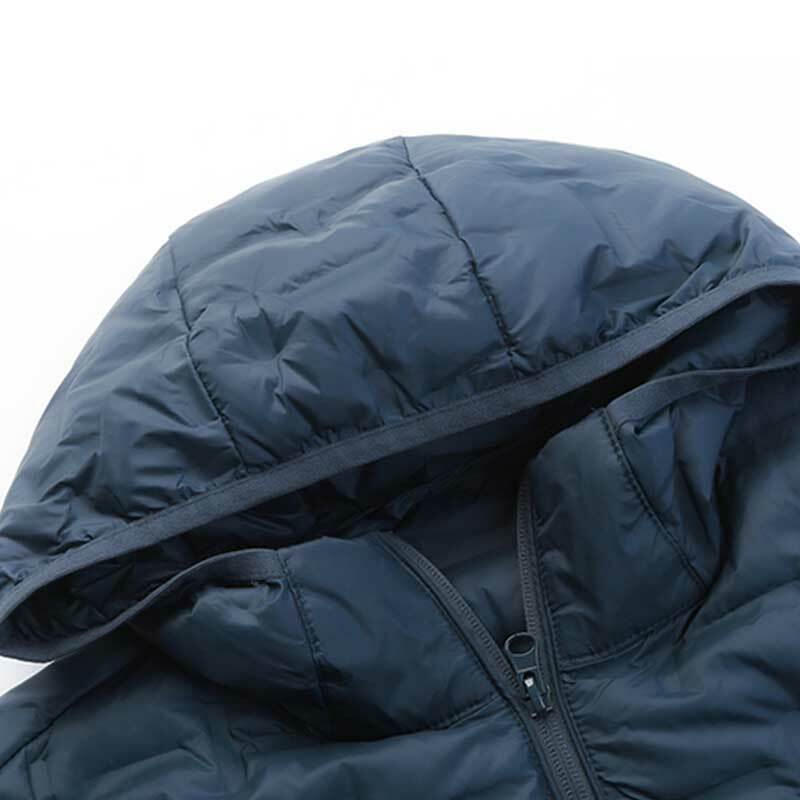 Jaket bertudung tebal mewah pria, jaket tahan angin ringan kasual pria 2023 musim dingin 90%