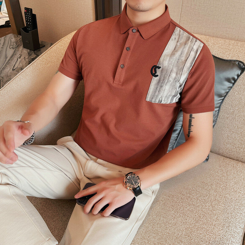 Рубашка-поло мужская приталенная с коротким рукавом, деловой Повседневный стиль, базовая одежда, большие размеры 4XL-M