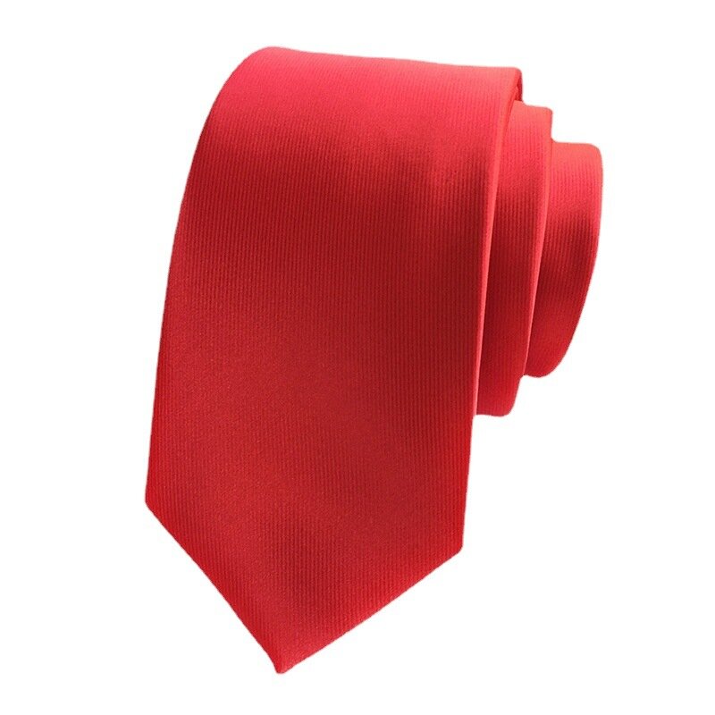 Petite cravate de couleur unie pour homme, version coréenne étroite de 6cm, costume d'affaires pour mariage, tendance, rouge, bleu, noir