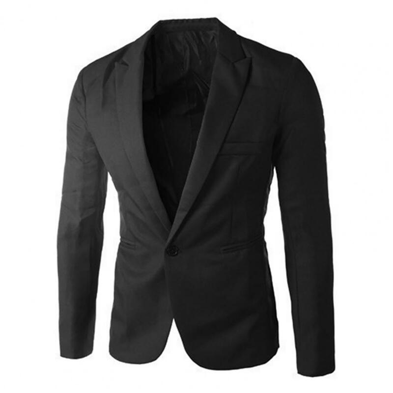 Blazer masculino slim fit de manga longa, casaco casual, blazer de botão único, terno de negócio, blusa de banquete, pequeno