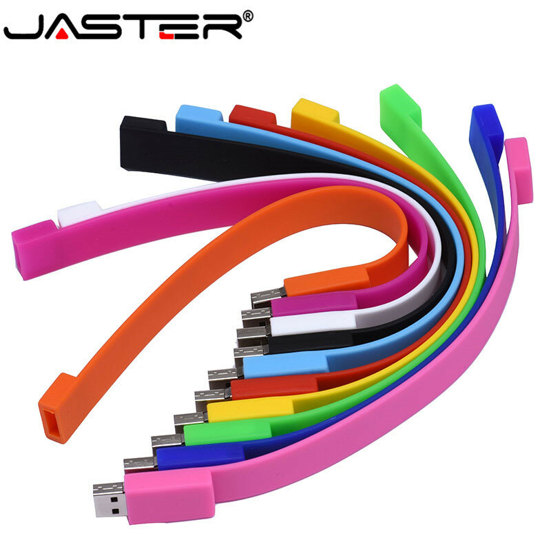 JASTER USB Flash Drive 64GB Real Capacity Silicone Bracelet Wrist Band pendrive 32GB 16GB 8GB Memory Stick U Disk Gift For kids