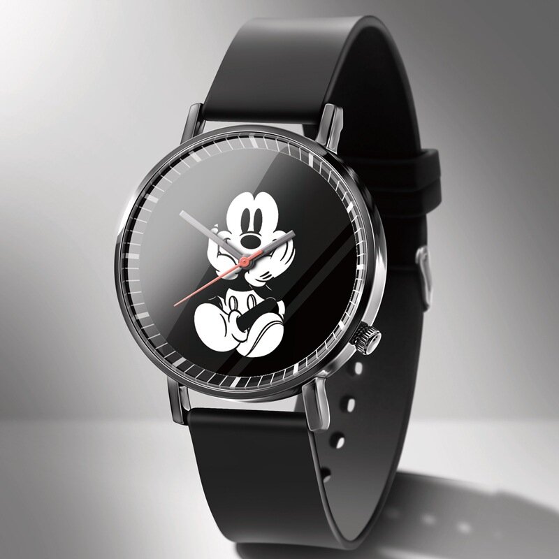 Disney Mickey Minnie เมาส์สาวเด็กเด็กนาฬิกาผู้หญิงน่ารักชายหญิงคู่นาฬิกาข้อมือ Kado Ulang Tahun
