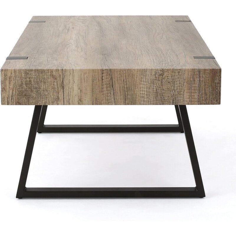 Meja tengah meja kopi kayu imitasi Abitha untuk kamar 23.60 di X 43.25 inci X 16.75 di meja dapur Canyon abu-abu dengan kursi Salon